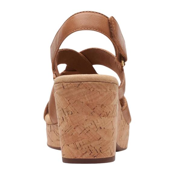 Clarks Women's Giselle Beach Leather Slingback Wedge Sandals Tan Size 9 1/2 W - Picture 4 of 6